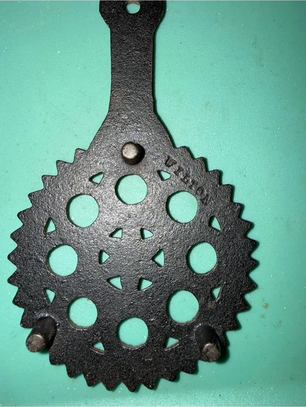 Decorative Cast Iron Trivet with Red Star Accent for Tabletop